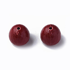 不透明なアクリルビーズ  多面カット  ティアドロップ  暗赤色  15x14.5mm  穴：2mm  約243個/500g&nbsp;MACR-S373-10A-A01