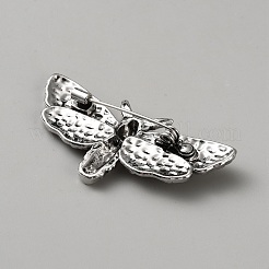バックパック用ゴシック合金ラペルピン  蛾と頭蓋骨  アンティークシルバー  26x51.5mm&nbsp;JEWB-WH0010-124AS