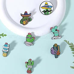 7Pcs 7 Style Cactus Enamel Pin&nbsp;JEWB-SZ0002-01