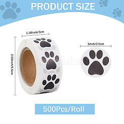 紙製装飾ステッカー  粘着デカール  犬の足跡  ブラック  64x28mm&nbsp;STIC-WH20010-07A