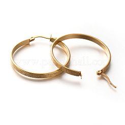 レディース 304 ステンレススチール フープ イヤリング  ゴールドカラー  35x3.5mm  ピン：0.6x1.2mm&nbsp;X-EJEW-N023-08E