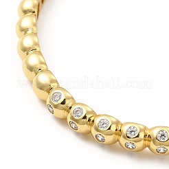 Clear Cubic Zirconia Beaded Cuff Bangle with Clasps&nbsp;BJEW-E073-08G