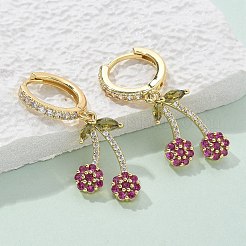 Brass Cubic Zirconia Hoop Earrings&nbsp;EJEW-R016-16G