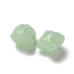 ベーキングペイント透明ガラスビーズ  グラデーションカラー  ライオン  薄緑  11.5x11x9.5mm  穴：1.2mm&nbsp;GLAA-C035-01G