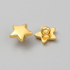 1つ穴のABS樹脂シャンクボタン  スター  ゴールド  11x11.5x7mm  穴：2.5mm&nbsp;BUTT-WH0020-56