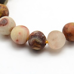 Frosted Natural Crazy Lace Agate Round Bead Strands&nbsp;G-M063-6mm-02