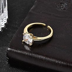 Brass Micro Pave Cubic Zirconia Cuff Open Rings for Women&nbsp;RJEW-B160-04G