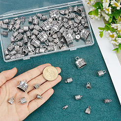 9 スタイル チベット風コードエンド  カドミウムフリー＆鉛フリー  アンティークシルバー  10~21x5~19x4~14.5mm  穴：2~4mm&nbsp;FIND-PH0028-90