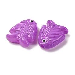 透明なガラスエナメルビーズ  魚  暗紫色  21.5x18x7mm  穴：1.5mm&nbsp;LAMP-U004-06-01