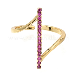Rack Plating Brass Micro Pave Cubic Zirconia Open Cuff Rings for Women&nbsp;RJEW-M022-03G