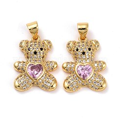 Brass Micro Pave Cubic Zirconia Pendants&nbsp;KK-K258-24-RS