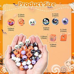 ハロウィーンテーマのメッキアクリルビーズ  混合図形  ミックスカラー  14.5~15.5x14.5~15.5x14.5~15.5mm  穴：2.5~3mm&nbsp;OACR-CJC0009-08