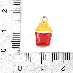 フライドポテト合金エナメルチャーム  ゴールドカラー  レッド  14.5x8x4mm  穴：1.6mm&nbsp;ENAM-P264-01D-G