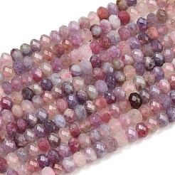 天然梅の花トルマリンビーズ連売り  ロンデル  多面カット  6x4~5mm  穴：1mm  約89個/連  15.35''（39センチメートル）&nbsp;G-K421-A01-01