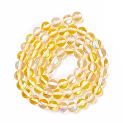 合成ムーンストーンビーズ連売り  ラウンド  きいろ  6mm  穴：0.8mm  約63個/連  14.57''~15.55''（37~39.5センチメートル）&nbsp;G-E573-02A-16