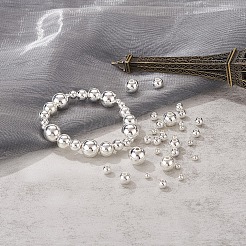 497個5スタイルabsプラスチックビーズ  ラウンド  銀メッキ  4~12x3.5~11.5mm  穴：1.2~2mm&nbsp;OACR-YW0001-10B