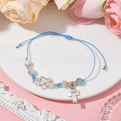 Natural Dyed White Jade Braided Bead Bracelets&nbsp;BJEW-JB09823