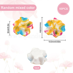 スプレープリント樹脂カボション  花  ミックスカラー  14x13.5x6mm  50個/箱&nbsp;CRES-SC0001-99