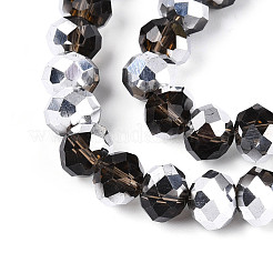 電気メッキガラスビーズセット  半分銀メッキ  多面カット  ロンデル  透明  8x6mm  穴：1mm  約60~62個/連&nbsp;X-GR8MMY-01S