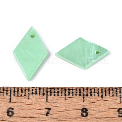 スプレー塗装された天然淡水シェルペンダント  菱形チャーム  アクアマリン  14~17.5x9~10x1.5~2mm  穴：1.2mm&nbsp;BSHE-T014-07D