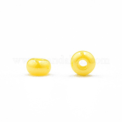 12/0 チェコ不透明ガラスシードビーズ  光沢のある  ラウンド  きいろ  2x1mm  穴：0.7mm  約500 G /袋&nbsp;SEED-N004-003C-21