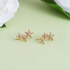 925 スターリング シルバー スター ダングル イヤリング クリア キュービック ジルコニア 女性用  18KGP本金メッキ  11x19.2x1mm  ピン：1mm&nbsp;JE962A