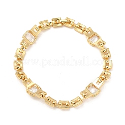 Glass Rectangle Link Chain Bracelet with Panther Chains&nbsp;BJEW-I309-01