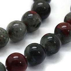 天然のアフリカブラッドストーンビーズ連売り  ヘリオトロープ石ビーズ  ラウンド  6mm  穴：0.8mm  約59~61個/連  14.9インチ（38cm）&nbsp;G-G763-08-6mm