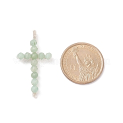 Natural Green Aventurine Faceted Round Beads Pendants&nbsp;PALLOY-TA00002-01