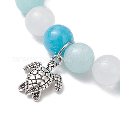 Natural Mashan Jade & White Jade Beaded Stretch Bracelets&nbsp;BJEW-JB11151