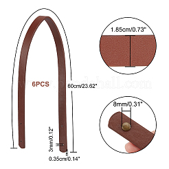 Puレザーバッグハンドル  鉄のリベットで  財布ハンドル用バッグ作り用品  ミックスカラー  60x1.85x0.35cm  穴：3mm  3色  2セット/カラー  6セット /バッグ&nbsp;FIND-PH0001-93