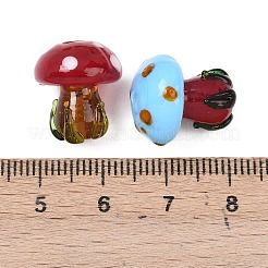 手作りランプワークビーズ  キノコ  ミックスカラー  15~16.5x13.5~14mm  穴：1~1.6mm&nbsp;LAMP-F042-04