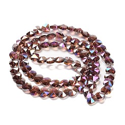 電気メッキガラスビーズセット  ハート  多面カット  インディアンレッド  10x10x6mm  穴：1.2mm  約78~80個/連  28.82~28.94''（73.2~73.5センチメートル）&nbsp;EGLA-B004-01A-AB07