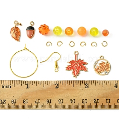 アクリルビーズ DIY イヤリング作成キット  季節をテーマにした合金エナメルチャーム  オレンジ  6~25x6.5~20mm  穴：1.4mm&nbsp;DIY-FS0006-67C