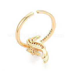 Brass Micro Pave Cubic Zirconia Cuff Rings for Women&nbsp;KK-T071-60G