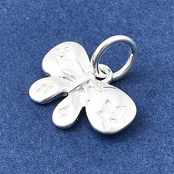 スターリングシルバーの蝶結びチャーム925個  丸カン付き  銀  8x11x1.5mm  穴：3.5mm&nbsp;STER-A048-20S