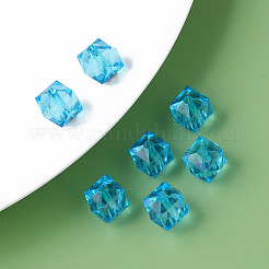 透明なアクリルビーズ  多面カット  キューブ  ディープスカイブルー  10x11x11mm  穴：2mm  約314個/235g&nbsp;LS-MACR-S373-132-B08