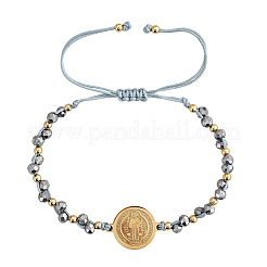 Adjustable Glass & Brass Beads Braided Bead Bracelets&nbsp;VF6330