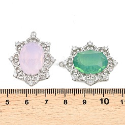 真鍮マイクロパヴェクリアキュービックジルコニアペンダント  ガラスと  花のチャーム  長持ちメッキ  ラックめっき  プラチナ  ミックスカラー  31x25x8.5mm  穴：1.4mm&nbsp;KK-H257-11P