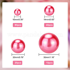 ABSプラスチックパール調ビーズ  穴がない  ラウンド  フクシア  10~30mm  150個/セット&nbsp;KY-WH0029-02