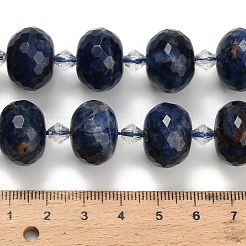 天然石ソーダライトビーズ連売り  ロンデル  多面カット  ガラスビーズ  18x13mm  穴：1.4mm  約20個/連  14.25インチ（36.2cm）&nbsp;G-L642-I10-18x13mm