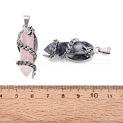 Natural & Synthetic Mixed Stone Double Terminal Pointed Pendants&nbsp;GG-N001-02AS