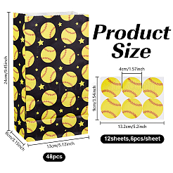 48Pcs Baseball Printed Rectangle Paper Gift Bags&nbsp;ABAG-DR0001-05