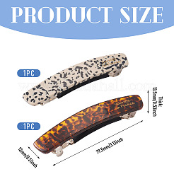 女性用、女の子用、セルロースアセテートと鉄のヘアバレッタ2個、2色  ミックスカラー  79.5x13x13.5mm  1pc /カラー&nbsp;PHAR-TADJ0001-01B