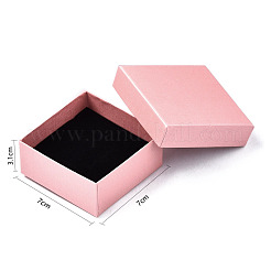 厚紙のジュエリーボックス  リングのために  ピアス  ネックレス  内部のスポンジ  正方形  ピンク  7.4x7.4x3.2cm&nbsp;CBOX-S018-08C
