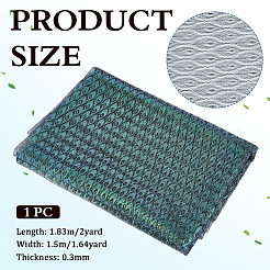 2ヤードのレーザーポリエステル模造孔雀羽根生地  衣類用アクセサリー  ティール  1500x0.3mm&nbsp;DIY-PH0038-39C