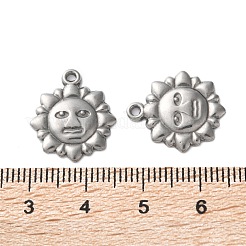 304ステンレスペンダント  太陽のチャーム  変色防止  ステンレス鋼色  18x15x2mm  穴：1.2mm&nbsp;STAS-L282-008P