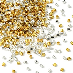 1200 個 2 色真鍮つぶし玉  チューブ  ゴールデン＆シルバー  2x2x0.15mm  穴：1.5mm  約600PCS /カラー&nbsp;KK-FS0001-37
