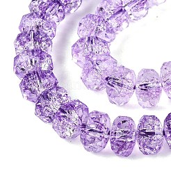 クラックル透明ガラスビーズ連売り  ロンデル  多面カット  ライラック  7.5~8x5~5.5mm  穴：1.2~1.4mm  約66~69個/連  13.78~14.37インチ（35~36.5cm）&nbsp;GLAA-N068-03A-11