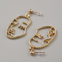 鉄樹脂ダングルピアスセット5組  ゴールドカラー  花と月と惑星と星  ホワイト  18~47x9~26mm&nbsp;EJEW-WH20072-003F-G